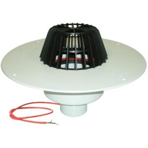Воронка кровельная HL62.1P с вертикальным выпуском PP с листвоуловителем, электрообогревом, теплоизоляцией
